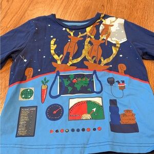 Mini Boden Christmas Kids Shirt with Reindeer Design 4-5 110cm